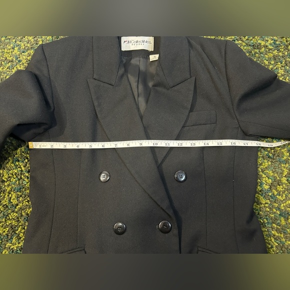 Vintage JH Collectibles Petites Double-Breasted Wool Blazer Black Size 4P - Picture 11 of 13